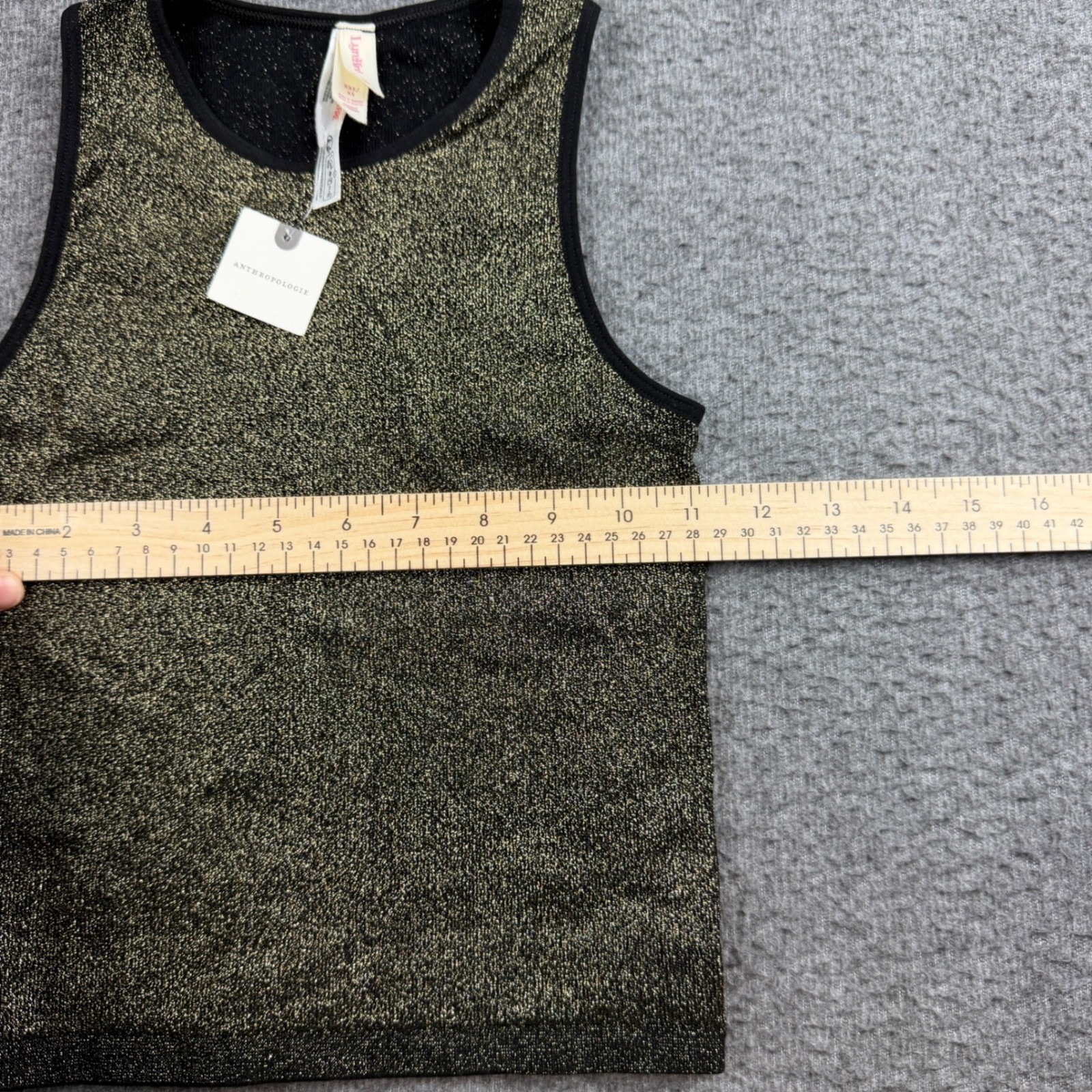 Anthropologie Lyrebird Tank Top Women's Xxs/Xs Gold Black Metallic Shimmer Lurex — image 6 of 8